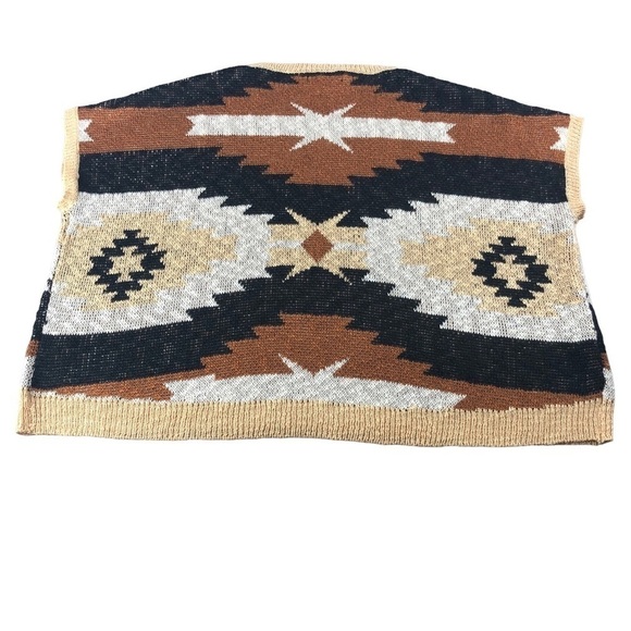 Rock&Roll Denim Azetc Boho Print Knit Sweater Vest Two Tone Sz XL - Picture 2 of 10
